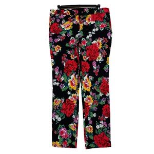 Jules & Leopold Black Floral Pull On Stretch Pants Size Small